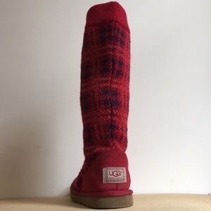 🍁🍂UGG Australia Red Jester Plaid Knit Boots🍁🍂